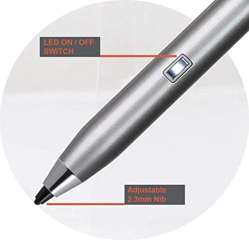 Broonel Silver Mini Fine Point Digital Active Stylus Pen compatível com o tablet Vankyo Matrixpad Z1