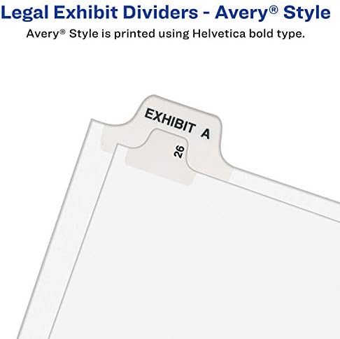 Avery Legal Divishers, Standard Collated Gasts, Tamanho da letra, abas laterais, 276-300, branco