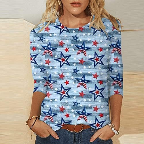 Camisas elásticas para mulheres femininas três quartos de manga T camisetas primavera no verão tops