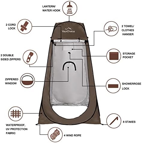 Tenda de privacidade da sua escolha - Pop -up Chousel troca de banheiros tenda portátil Camping Shelters Room de 6,2 pés de altura com bolsa de transporte para o ar livre em ambientes fechados