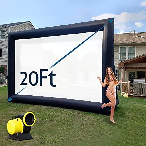 Tela de filme inflável TKLOOP Indoor e externa, Blow Up Projecor Screen - Inclui ventilador de inflação, amarração e bolsa de armazenamento