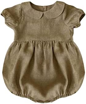 Toddller Baby Girls Rodper Cotton Linen Solid Baby Pano diariamente Use roupas de garotinha sem mangas de verão